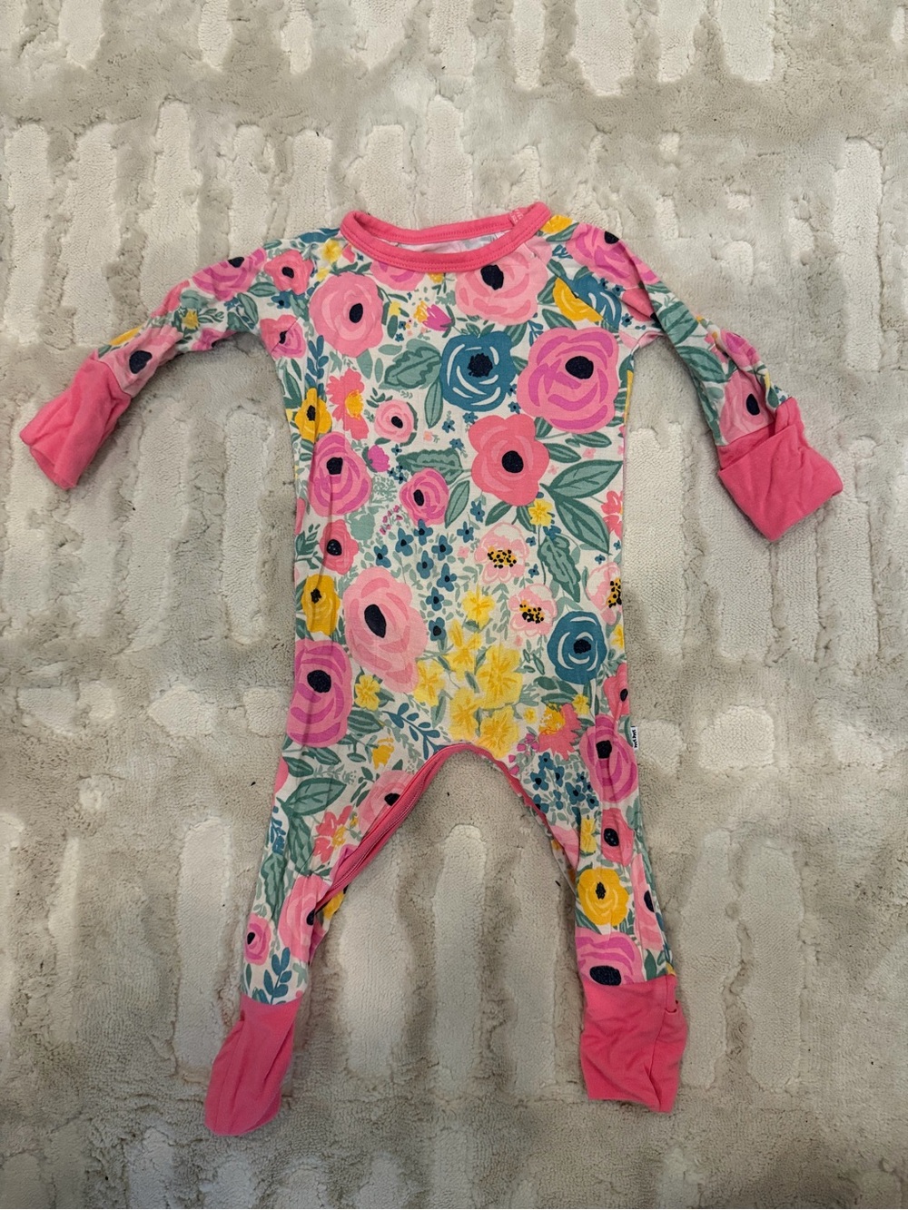 Little Sleepies Pink Floral Footed One-Piece
